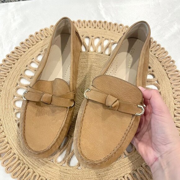 NWOT Cole Haan Women's Evelyn Bow Drivers Birch-Beige-Nubuck Size 11B - Picture 2 of 9